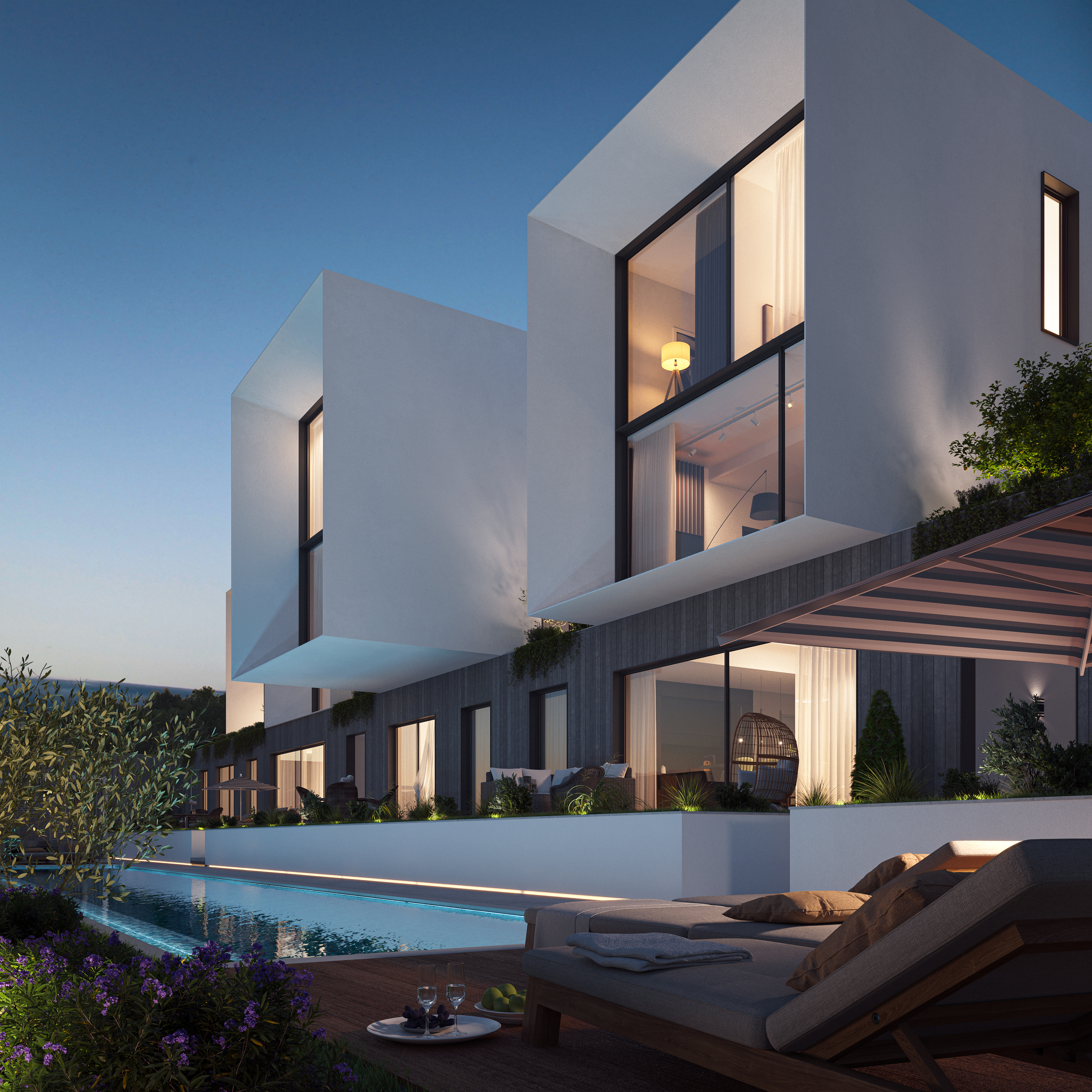 Modern apartments in a new complex with infinity pool overlooking the sea
