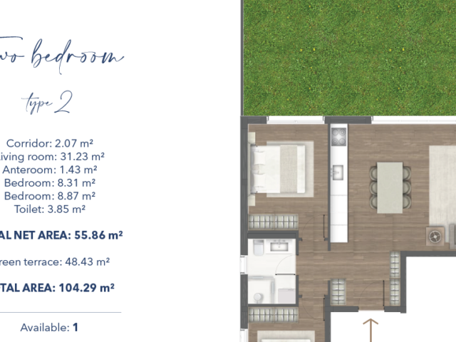 Апартаменты с 2-мя спальнями в новом комплексе с бассейном в Тивате.