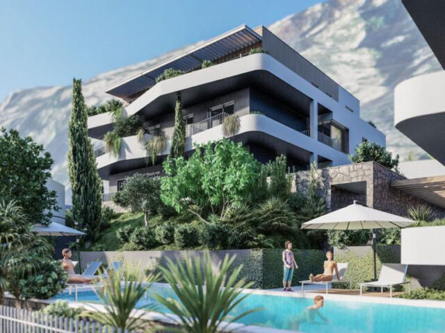 For sale apartments in a new residential complex with a swimming pool in Kotor