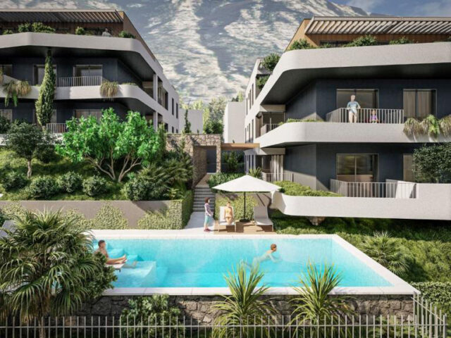 For sale apartments in a new residential complex with a swimming pool in Kotor