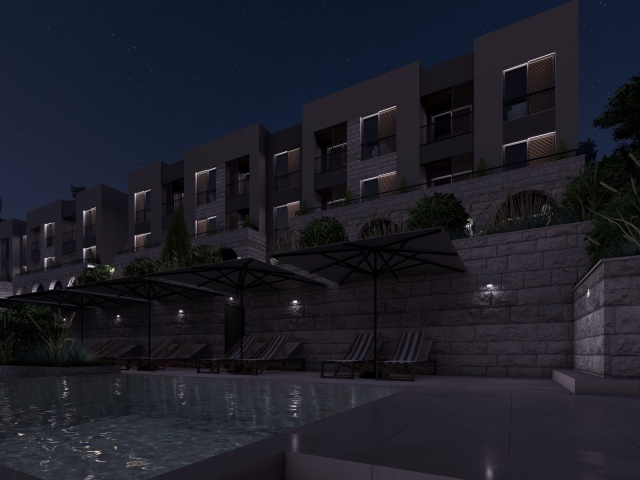 Apartments for sale in a new residential complex with a swimming pool