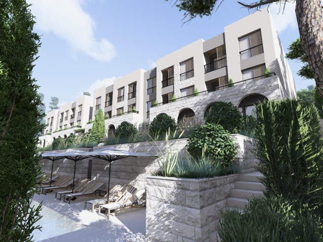 Apartments for sale in a new residential complex with a swimming pool