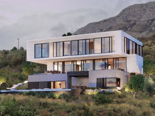 Luxusvilla mit Pool auf einer Klippe über dem Meer, Skocidjevojka, Budva
